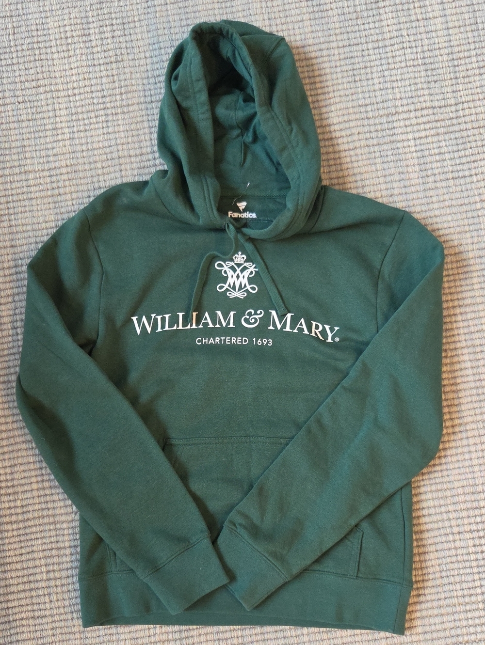 William & Mary Green Pullover Hoodie, S - Brand NEW